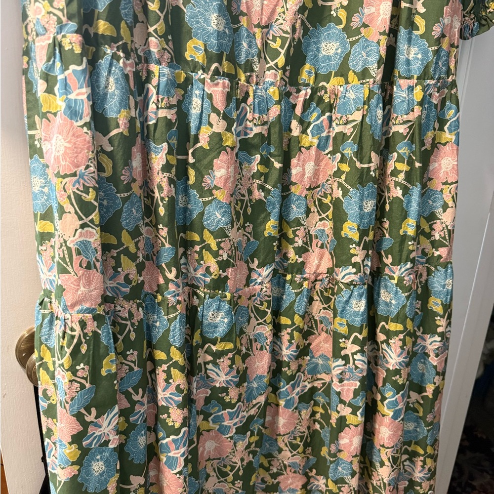 Trovata California Birds of Paradise Brand XL silk Floral Long Sleeve Dress maxi - Picture 9 of 16
